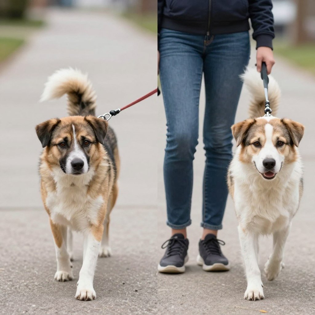 Before and after comparison of dog behavior transformation