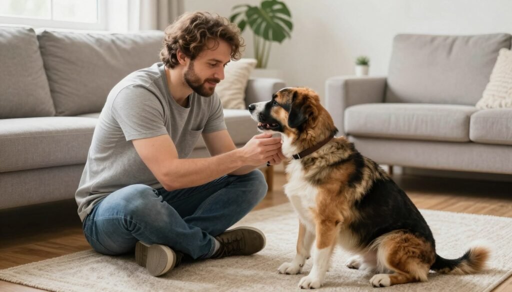 Dog owner applying K9TI training techniques with remarkable results