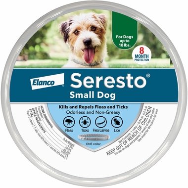Seresto flea and tick collar for small dogs providing up to 8 months protection
