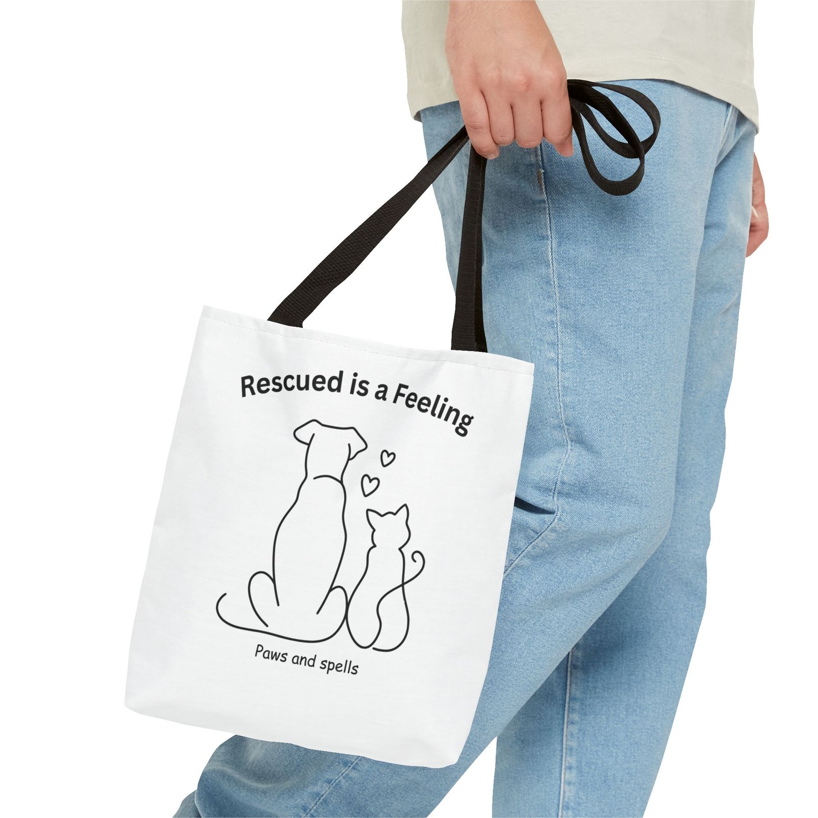 "Rescued is a Feeling" Premium Tote Bag - Image 3