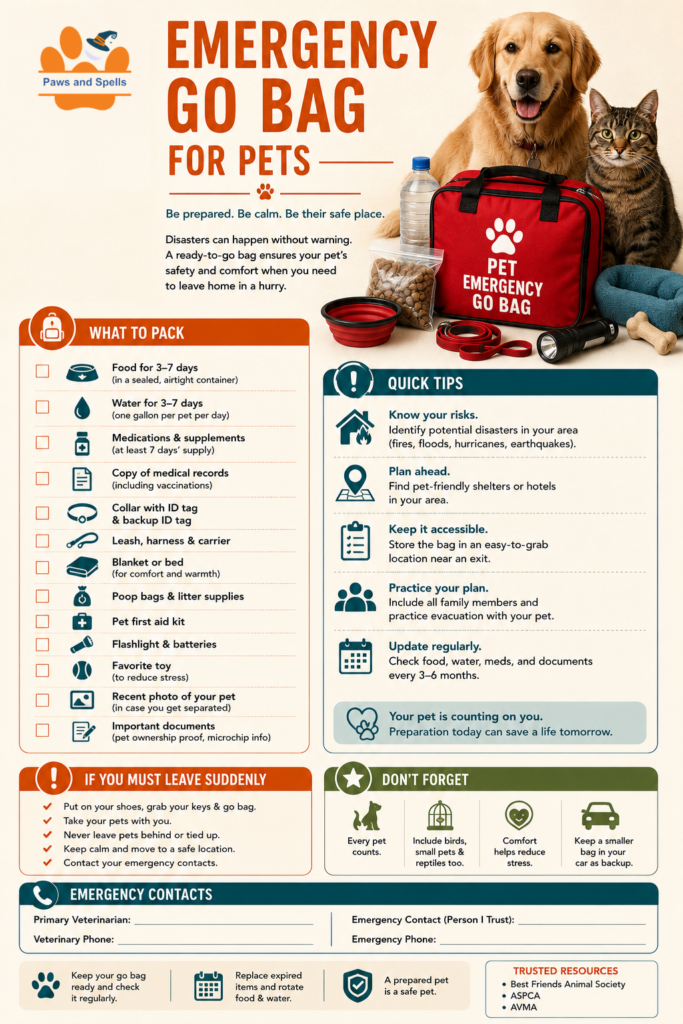 Pet Emergency Go Bag Checklist